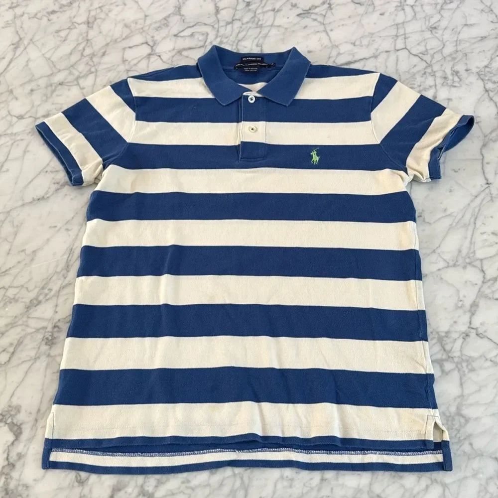 Polo Ralph Lauren Men’s Classic-Fit Striped Polo Shirt - Authentic Sz M Navy